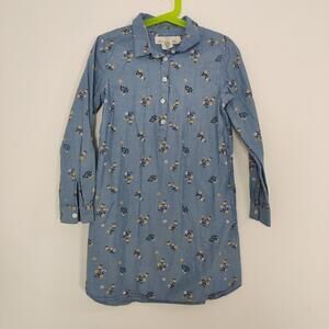 H&M Girl's Floral Denim Tunic Dress Size 7 8 Years Old 100% Cotton